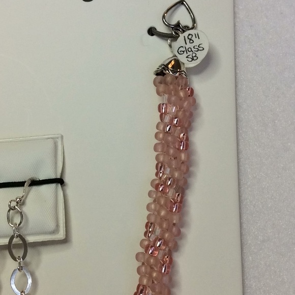 FINAL SALE PRICE Pink Swirl Hand Woven OOAK Jewelry Set - Picture 2 of 5